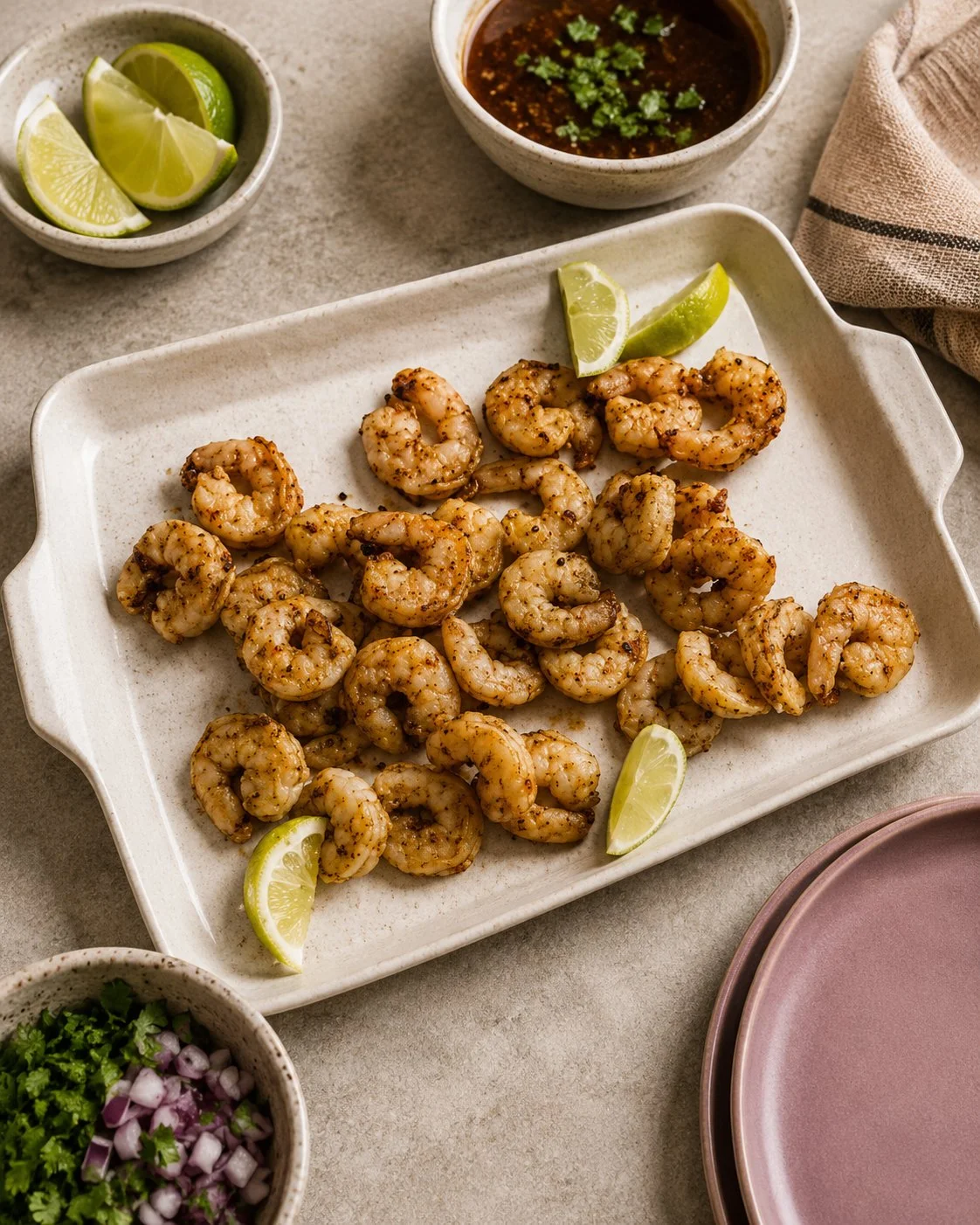 Deliciously cooked air fryer shrimp served on a plate