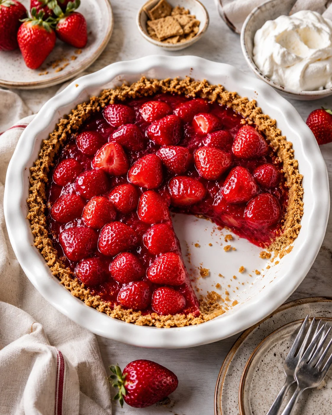Delicious easy strawberry pie with fresh strawberries