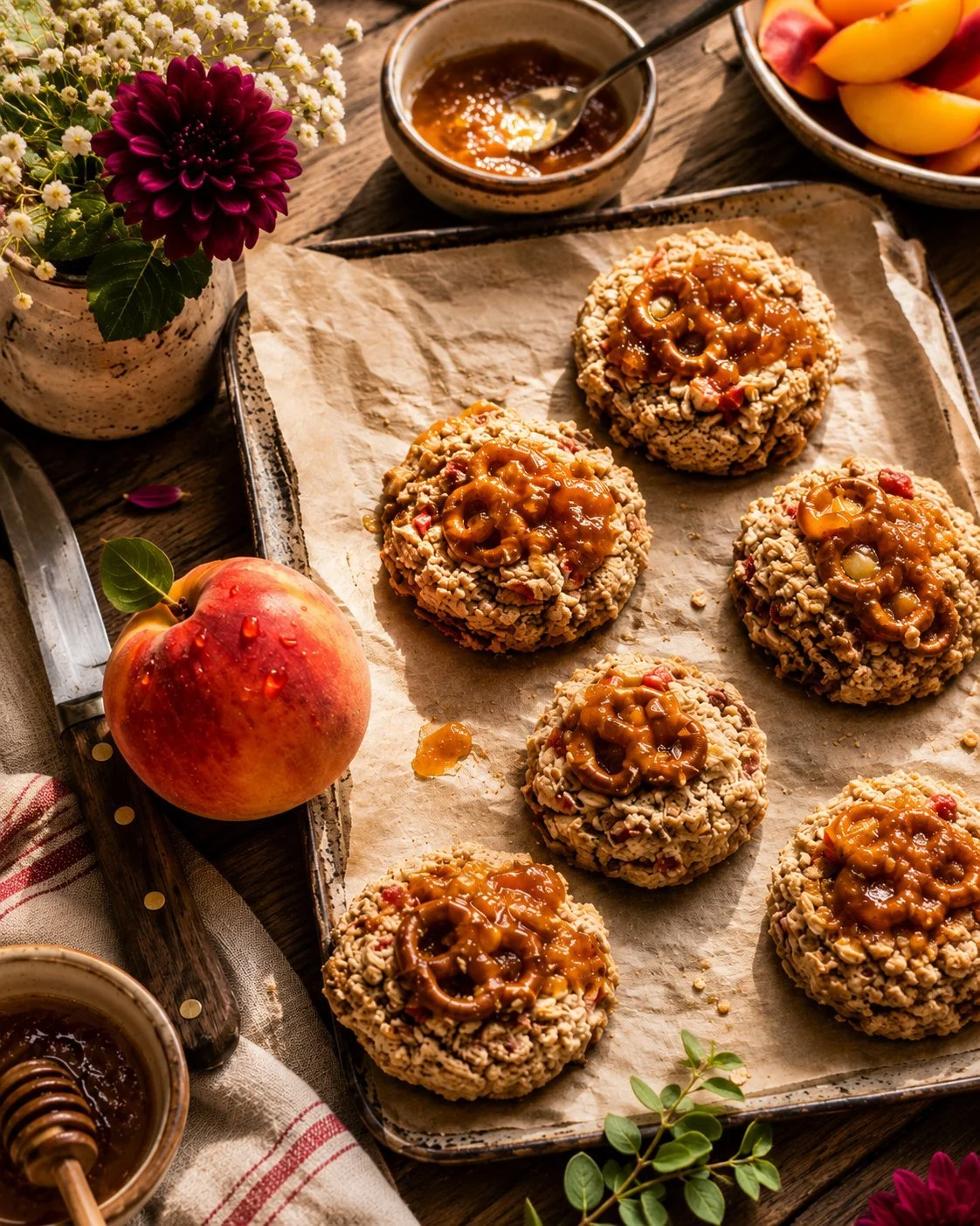 Delicious Peach Magic Cookies made with 6 simple ingredients.