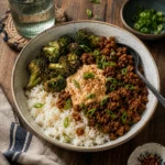 Delicious teriyaki tofu bowls with fresh vegetables and rice.