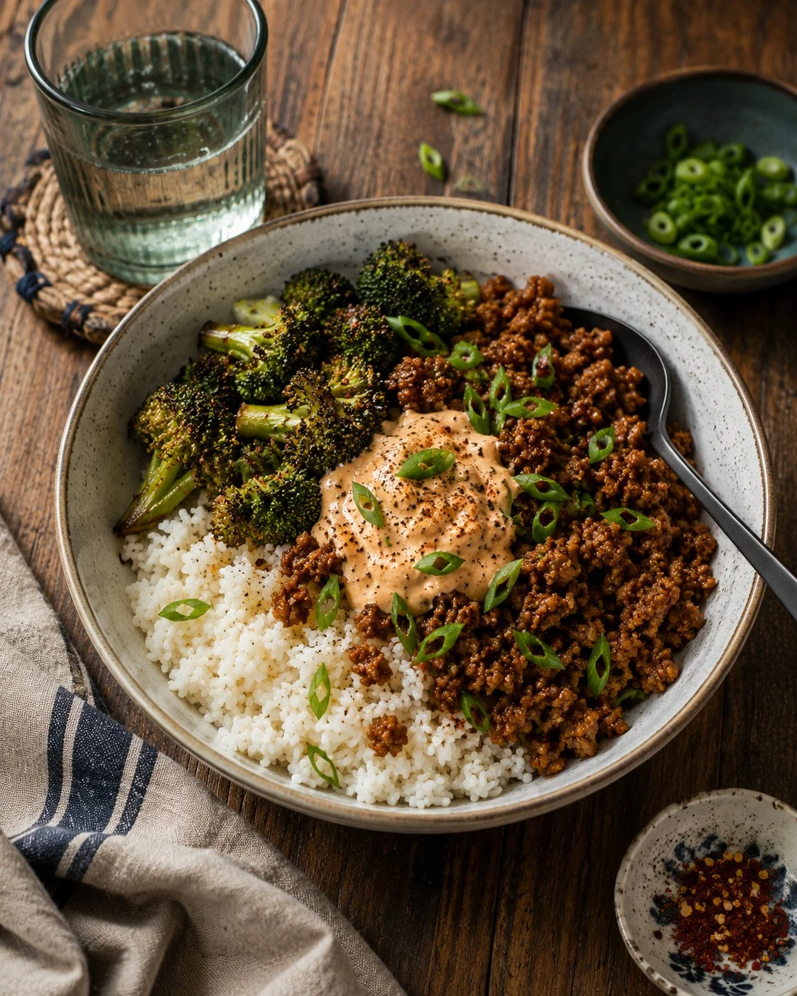 Delicious teriyaki tofu bowls with fresh vegetables and rice.