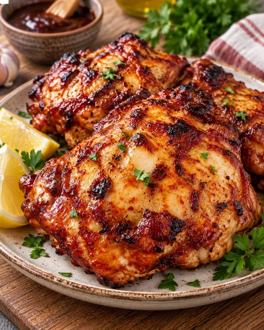 Easy keto barbecue chicken thighs recipe featuring juicy, flavorful meat.